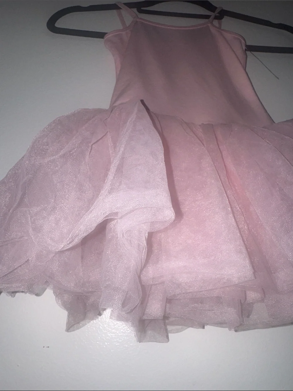 Girls Pink Tulle Ballet Costume with Spaghetti Straps